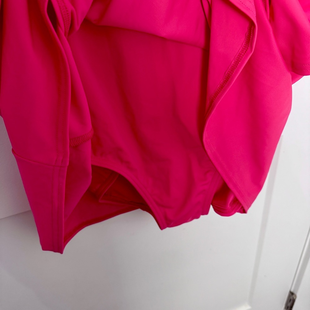 Lands' End Surplice Wrap One-Piece Swim Dress XL 18 NWT Pink Swimsuit V Neck - Picture 5 of 10